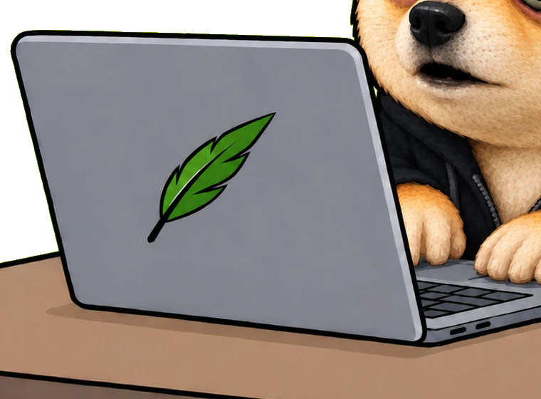 the laptop on the shop counter, lid closed, one paw print on the ticket