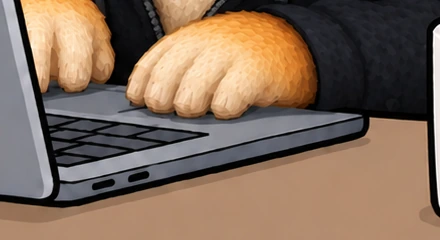 the paws, still on the keyboard, entirely innocent